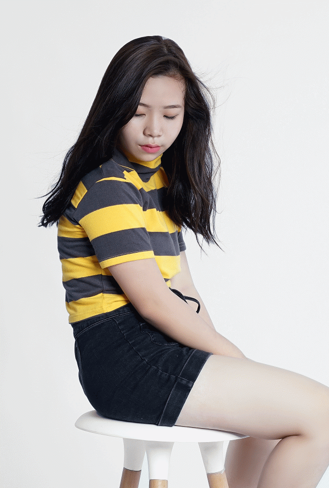 Yellow and Black Stripe turtleneck  crop top Kid